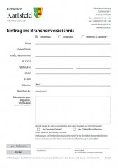 PDF-Formular Eintrag ins Branchenverzeichnis