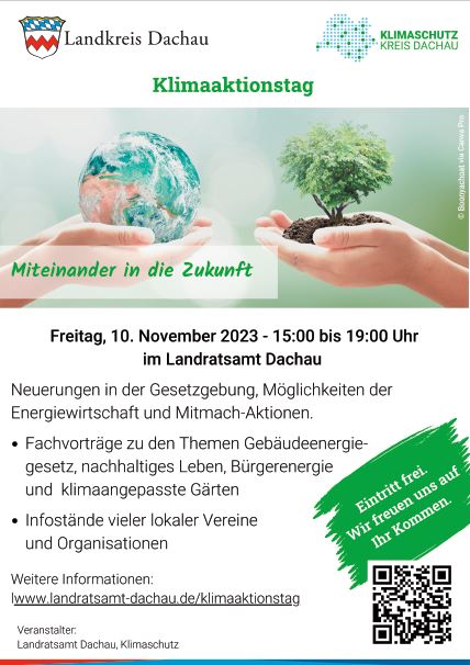 Plakat zum Klimaaktionstag des Landratsamtes Dachau am 10.11.2023