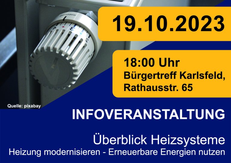 Teaserbild zur Infoveranstaltung "Überblick Heizsysteme" am 19.10.2023